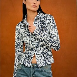 Shrunken Alphabet Graphic Shirt-Blue from Source Unknown